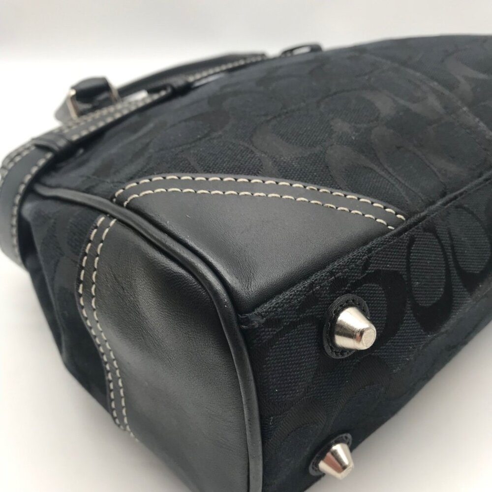 Coach Black Signature Canvas Hampton Belted Satchel Bag - Picture 6 of 12